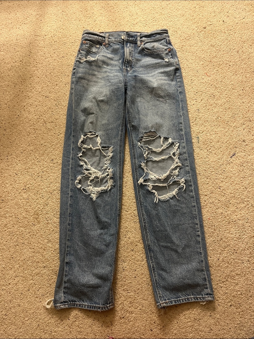 American Eagle Outfitters Distressed Light Blue Boyfriend Jeans